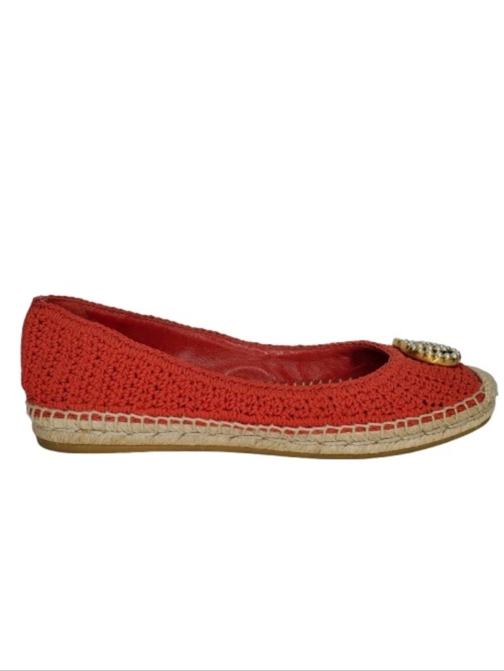 Gucci Lilibeth GG Pearl Logo Crochet Espadrille Flats